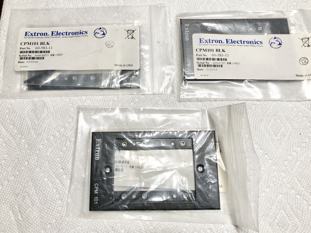 (3) EXTRON 60-583-11 CMP101 One-Gang AV Connectivity Mounting frames