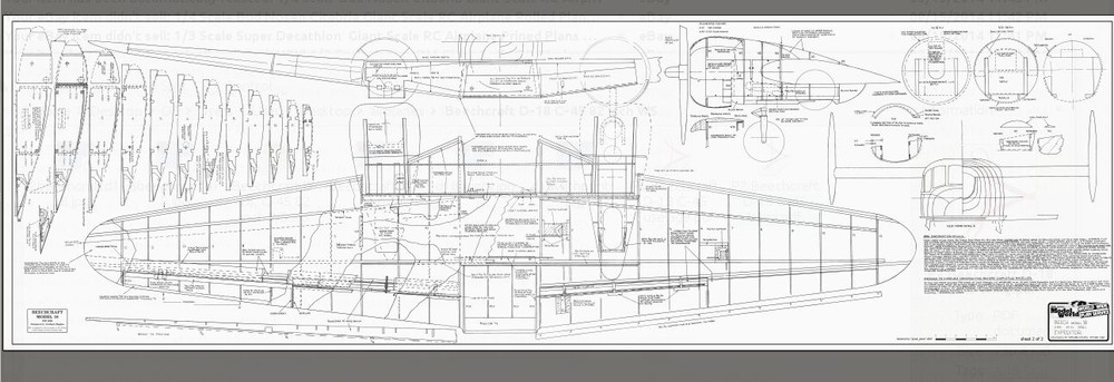 Beechcraft D-18, C-45 82" Giant Scale RC Model AIrplane Printed Plans