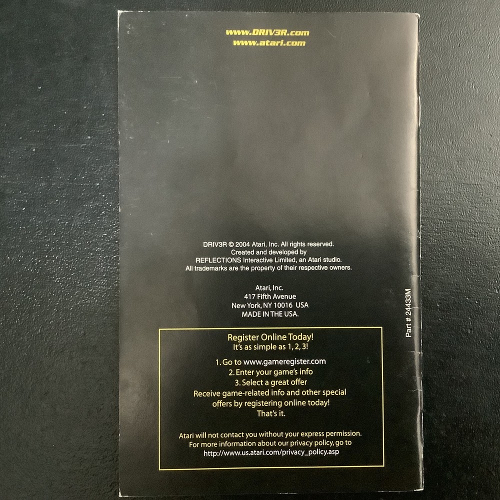 Driver 3 PS2 PlayStation 2 Instruction Manual Only