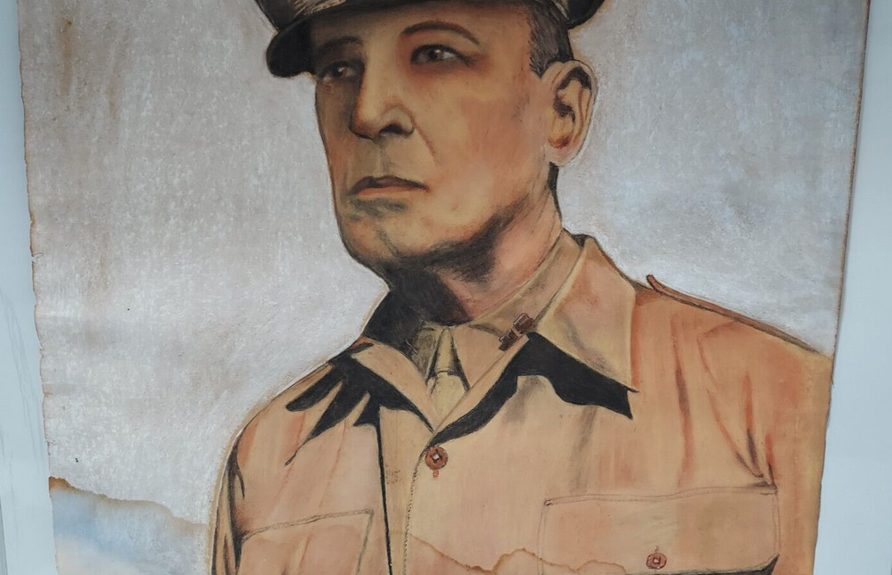 General Douglas MacArthur Drawing Signed By Artist WWII 1942