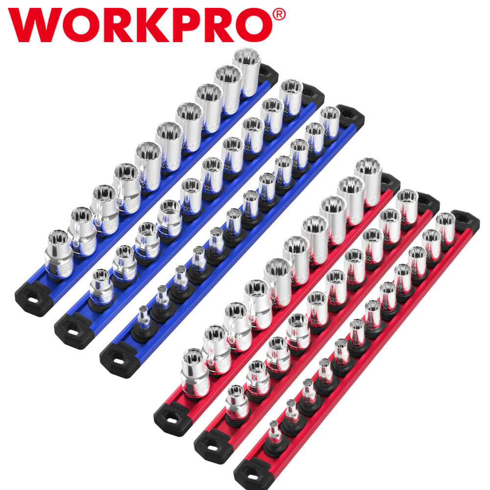 WORKPRO 6-PACKS Magnetic Socket Organizer Set 1/4" 3/8" 1/2" Drive Socket Holder