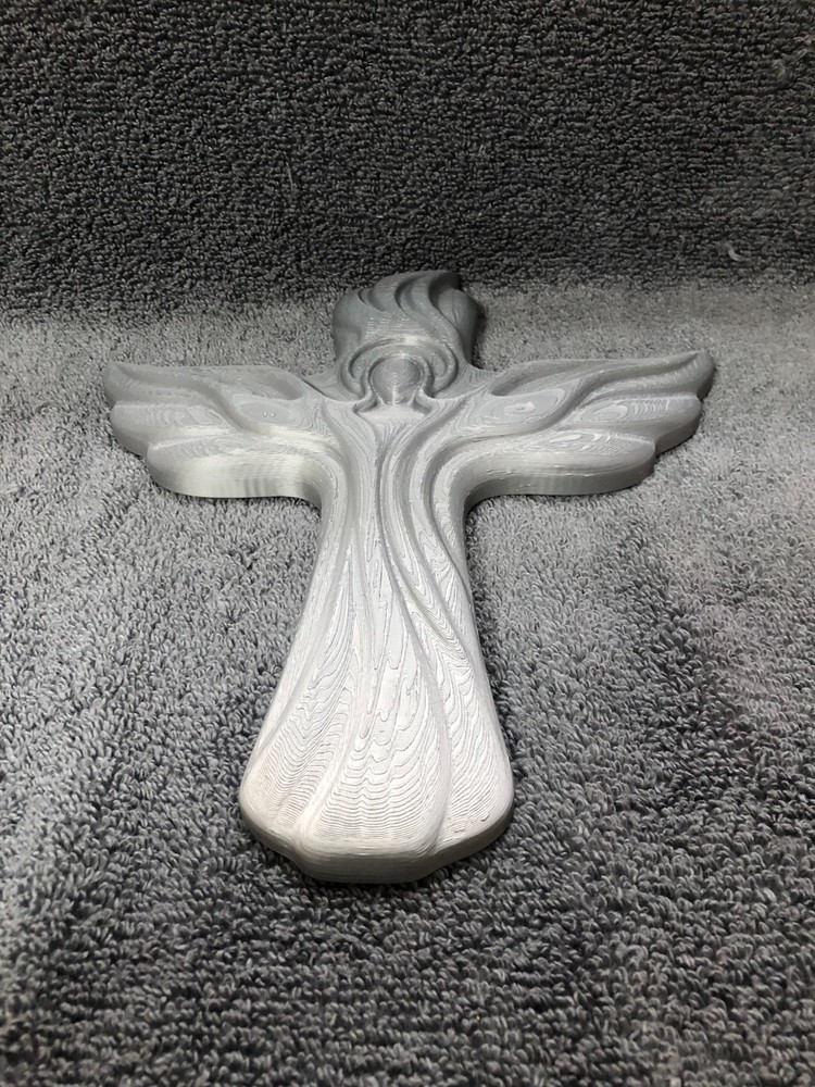 3d Printed Religious Cross Silver (mounting hardware included)