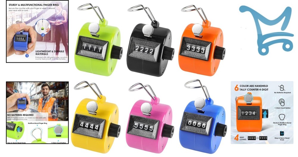 6 Pack Handheld 4-Digit Mechanical Clicker Counter for Coaching Crafts