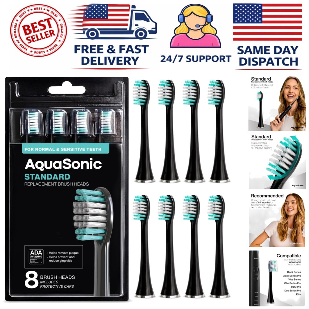 Soft Nylon Brush Heads - 8-Pack Compatible Replacement for Top Toothbrush Brands