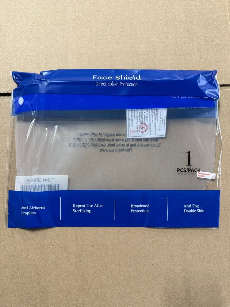 Safety Full Face Shield Reusable Shield Clear Washable 200 PACK ! !!!!