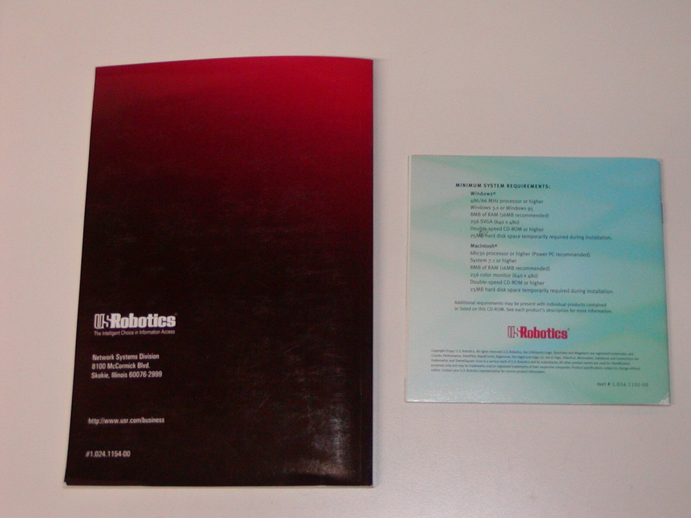 VTG 1997 US Robotics V.Everything Modem Getting Started Guide + Software CDROM
