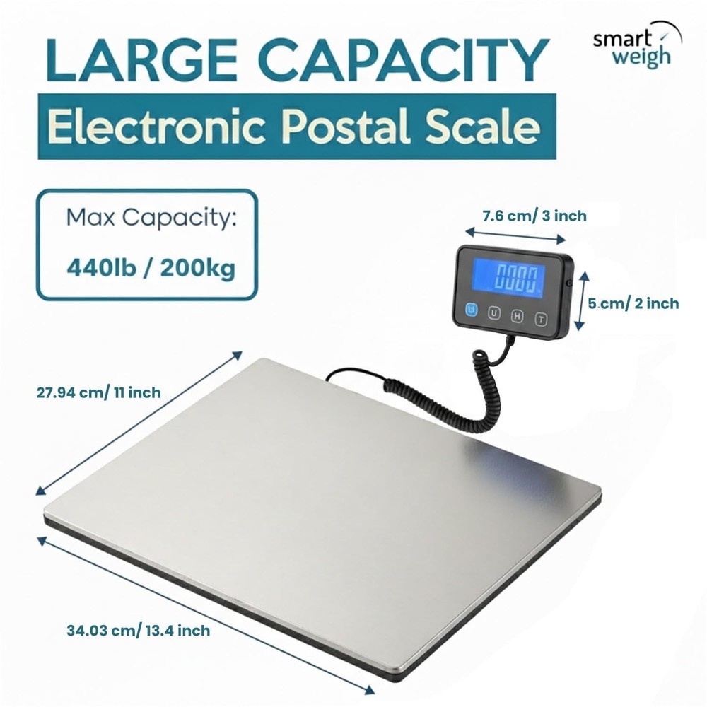 Digital Shipping Scale, Hold & Tare Function, 440 lb