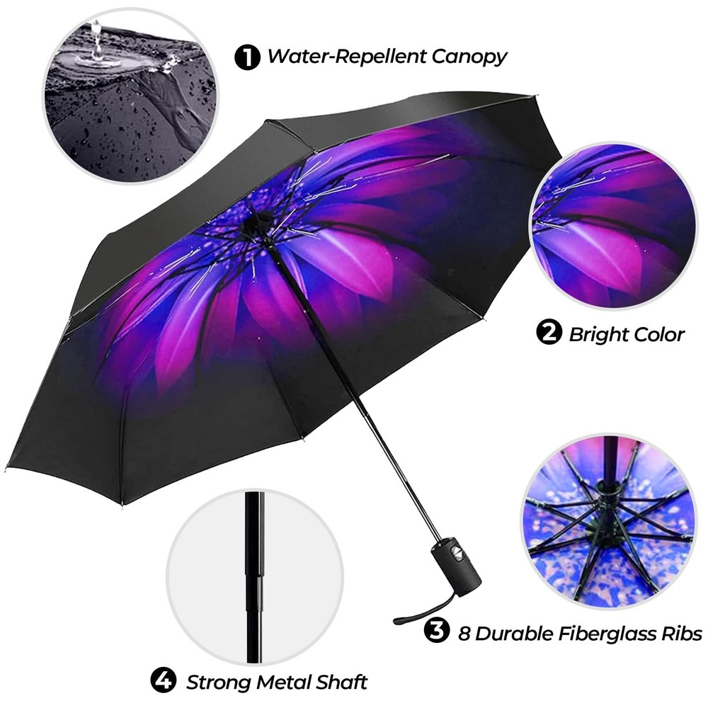 LLanxiry Compact Travel Umbrella, 44" Canopy, Automatic Open/Close Windproof ...