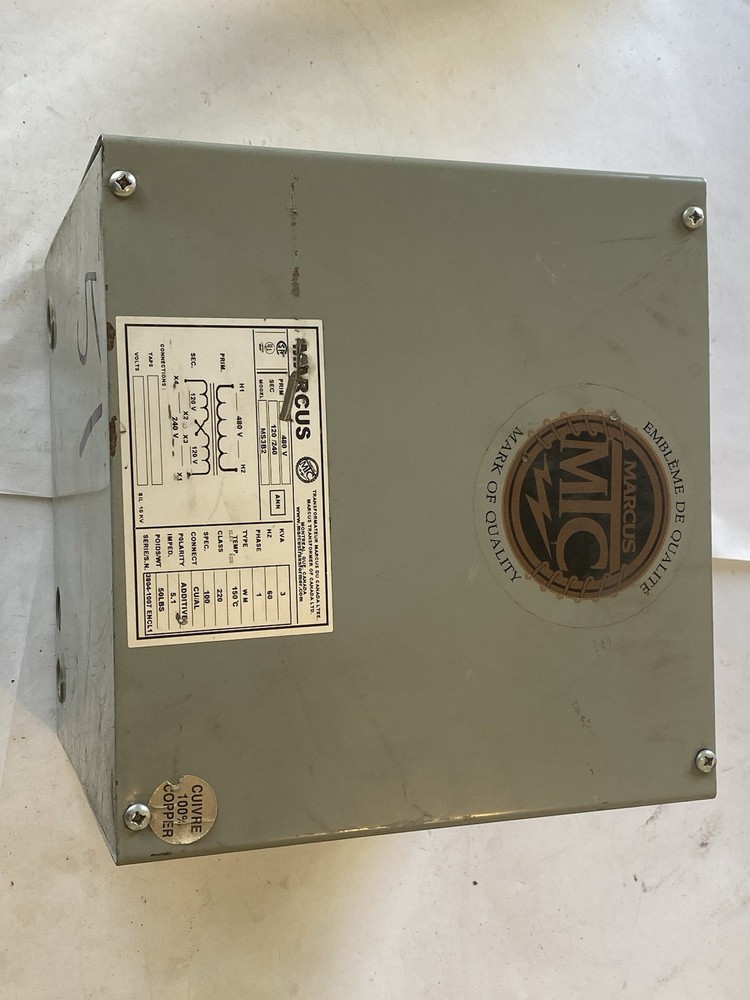 Marcus MS3B2 Transformer 3kva 480v-ac 120/240v-ac 1ph