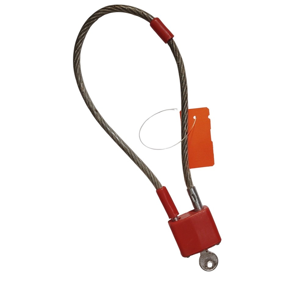 30mm Security Cable Lock, Red Plastic-Coated Housing, Steel Loop, EUC