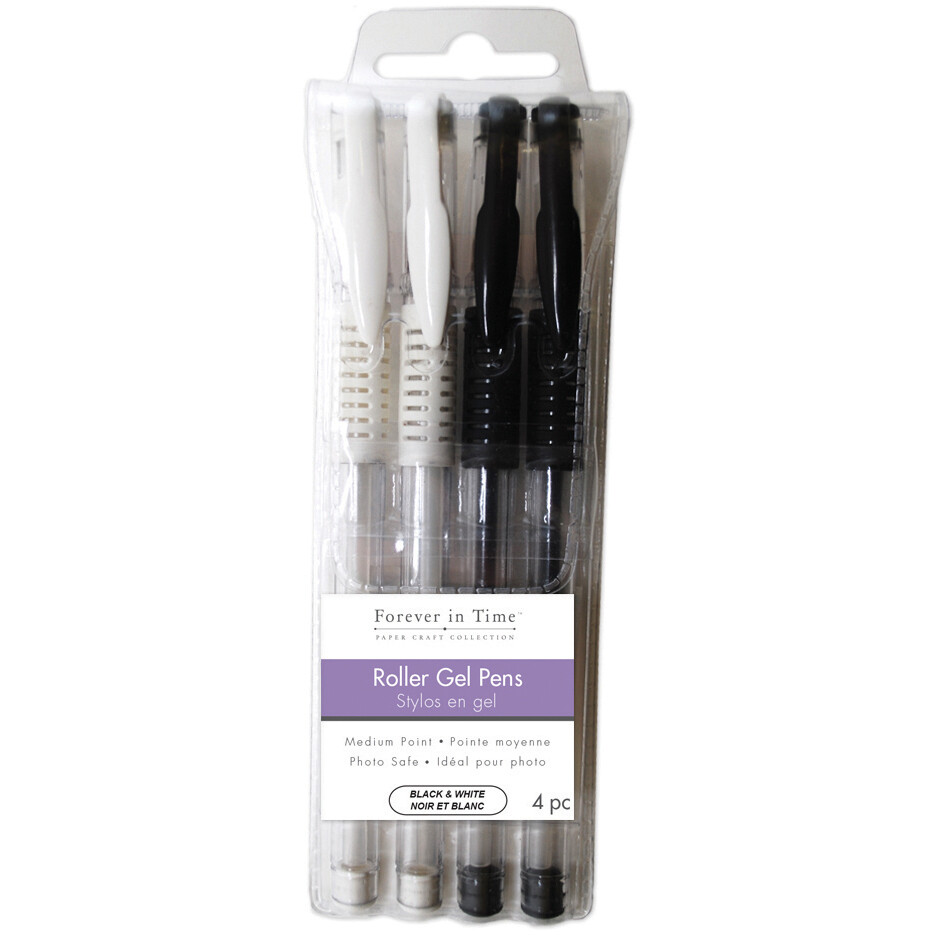 Scrapbook Gel Pens 4/Pkg Black & White
