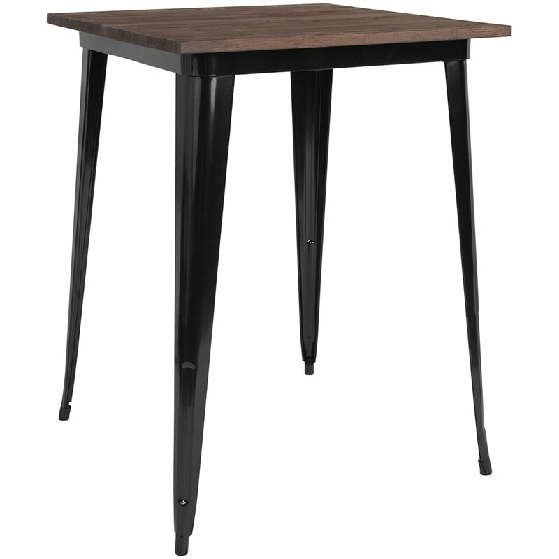 Flash Furniture 32" Square Pub Table in Walnut and Black
