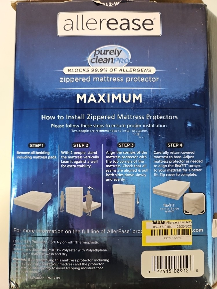 Full Maximum Bed Bug and Allergy Mattress Protector White - AllerEase