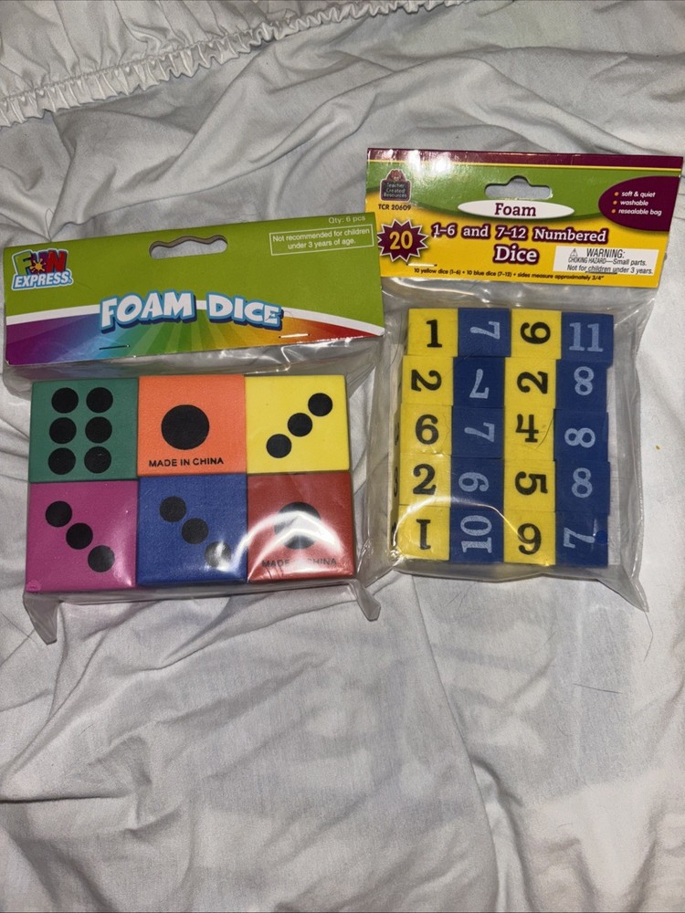 Foam Dice- Large Dots, Small Numbered