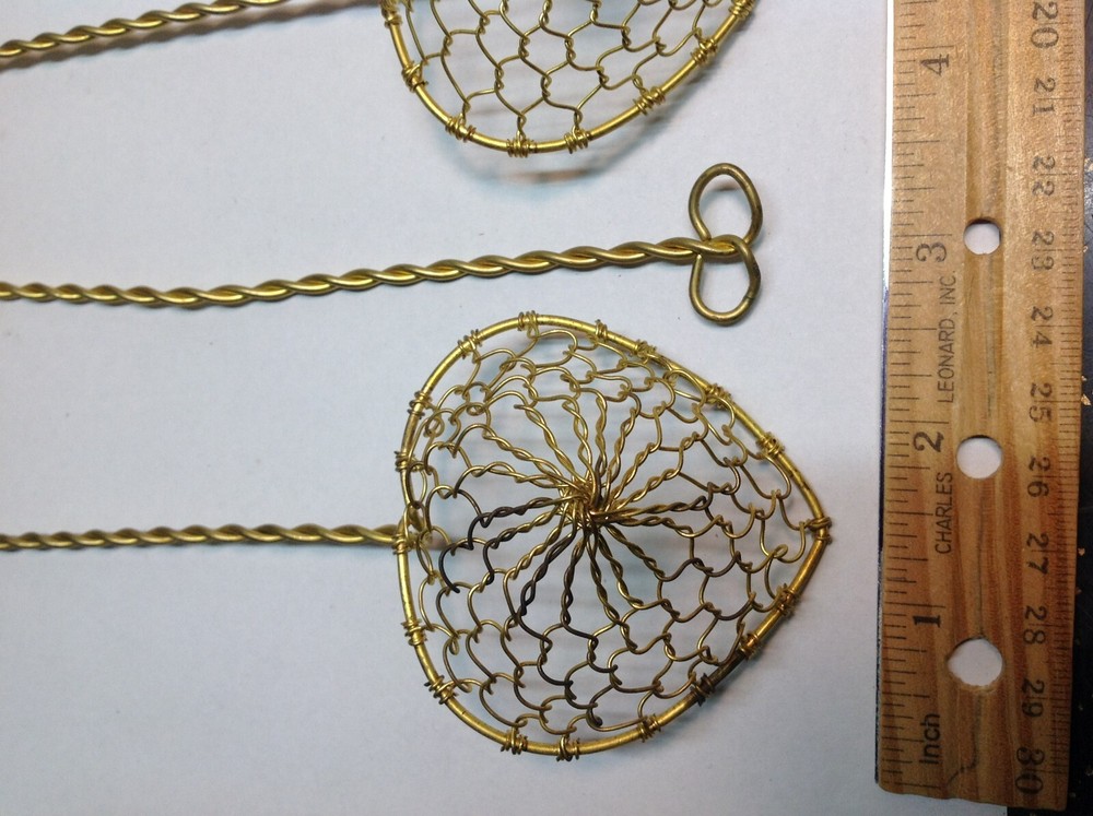 Vintage Brass/ Bronze Twisted Wire Net Hand Strainer Kitchen Tool Egg Dipping