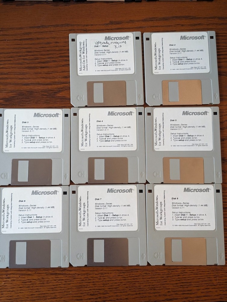 Microsoft Windows For Workgroups OS version 3.11, 3.5" disks Lot Vintage