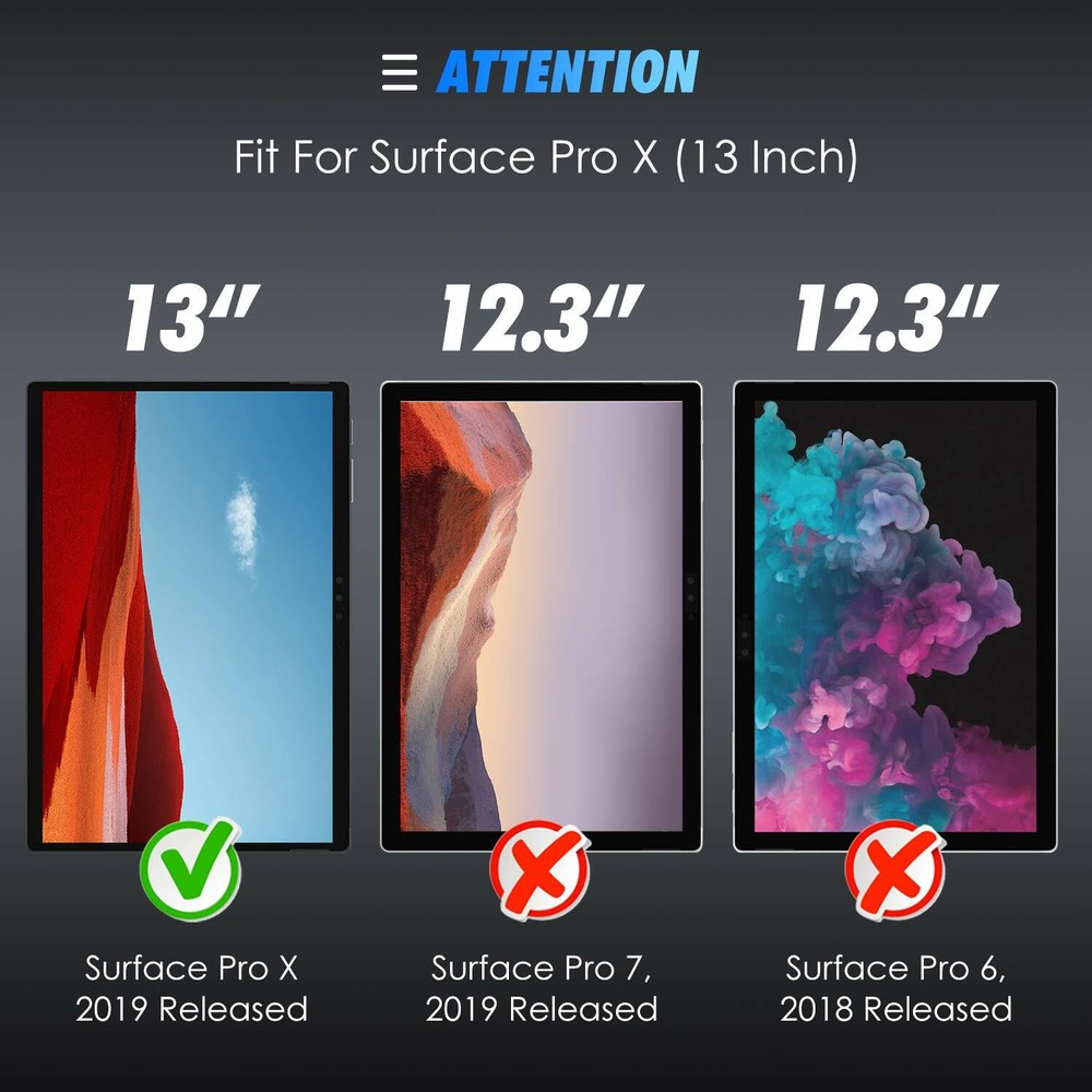 2X Crystal Clear Tempered Glass Screen Protector for Microsoft Surface Pro X