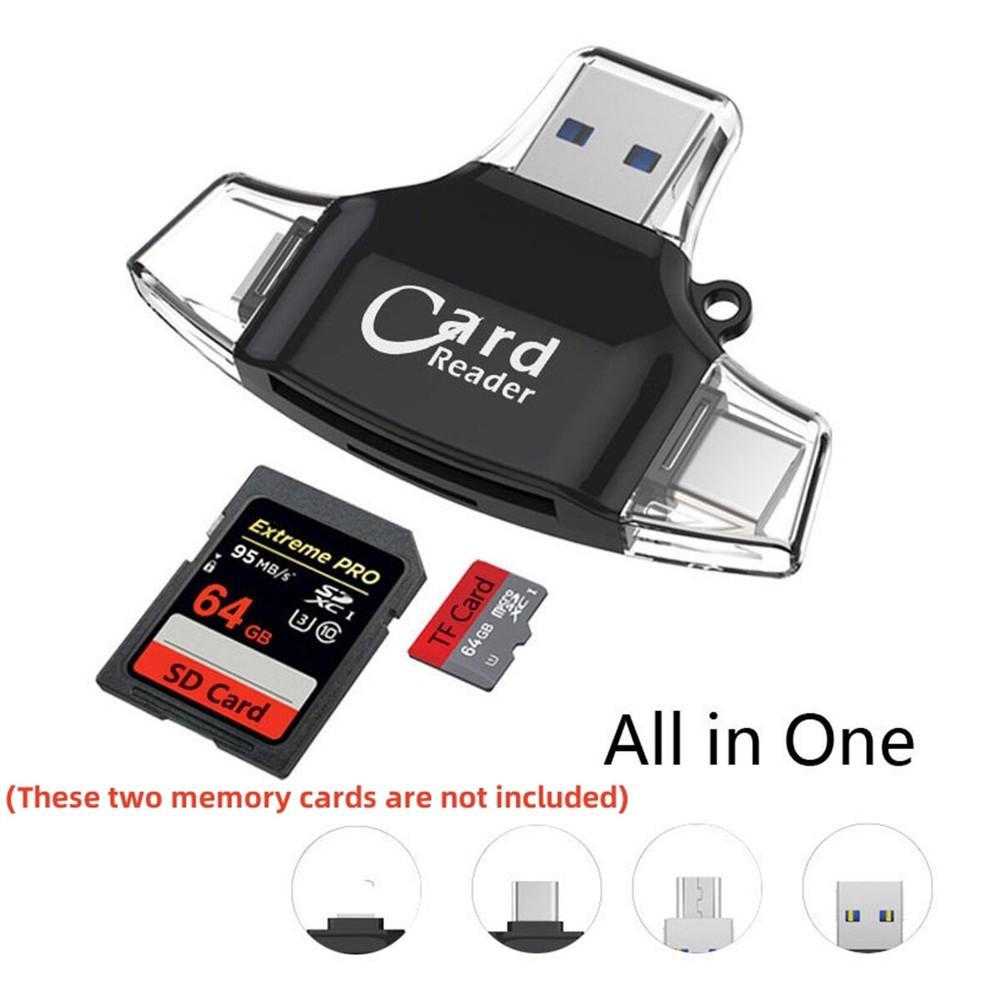 4-in-1 SD/TF Card Reader Micro SD USB 2.0 OTG Adapter For iPhone 13 Pro Max Mini