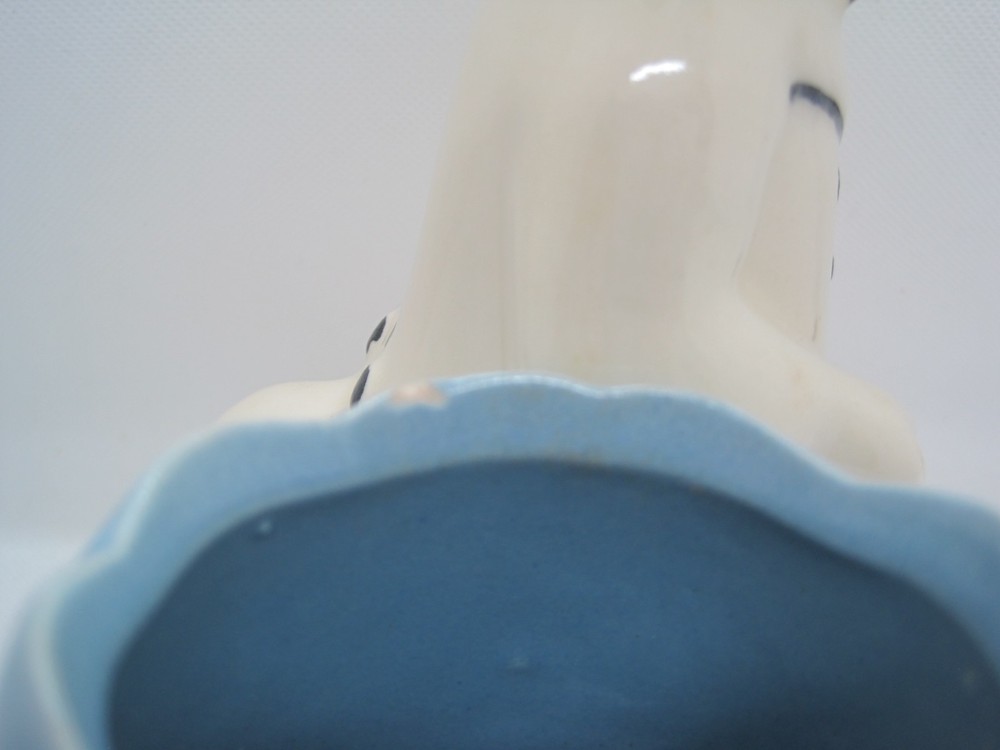 Morton Pottery Ceramic Easter Bunny Rabbit Top Hat Blue Egg Planter