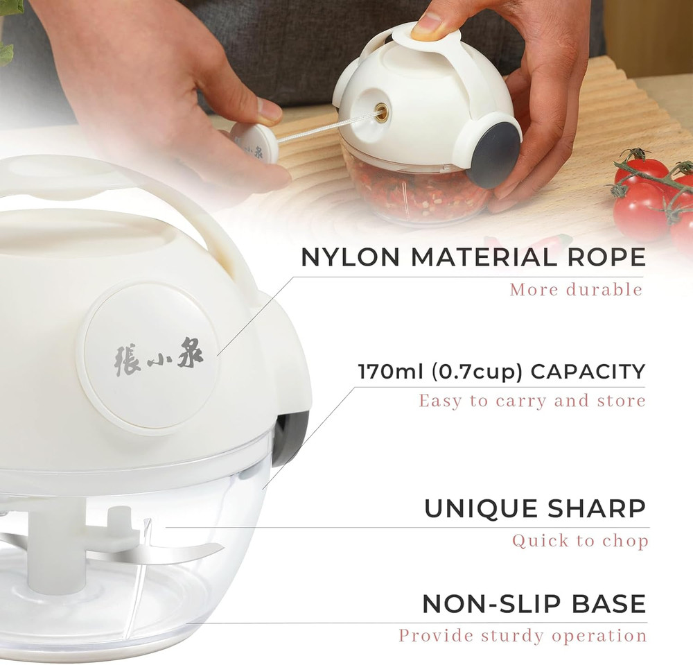 Mini Manual Food Chopper Hand Pull String Vegetable Cutter Onions Garlic Chopper