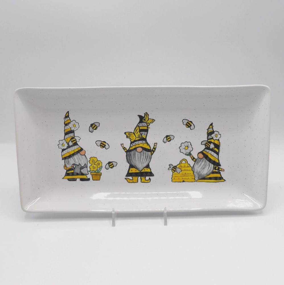 FALL GNOMES RECTANGULAR PLATTER BY HEARTLAND HIVE NEW