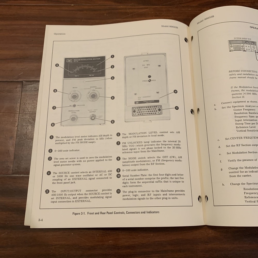 HP 86633B Modulation Section Am-Fm & Service Manual 86633-90011