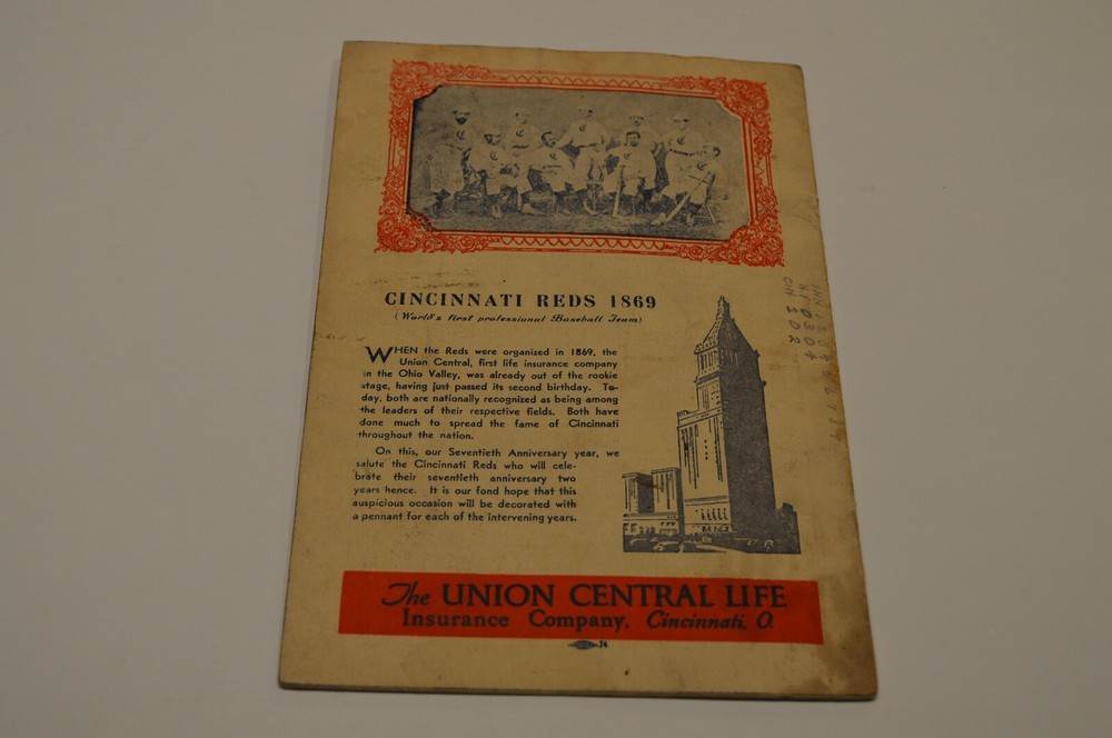 1937 CINCINNATI REDS CROSLEY SCORE BOOK PROGRAM WITH PIN!!! MUST SEE!!!