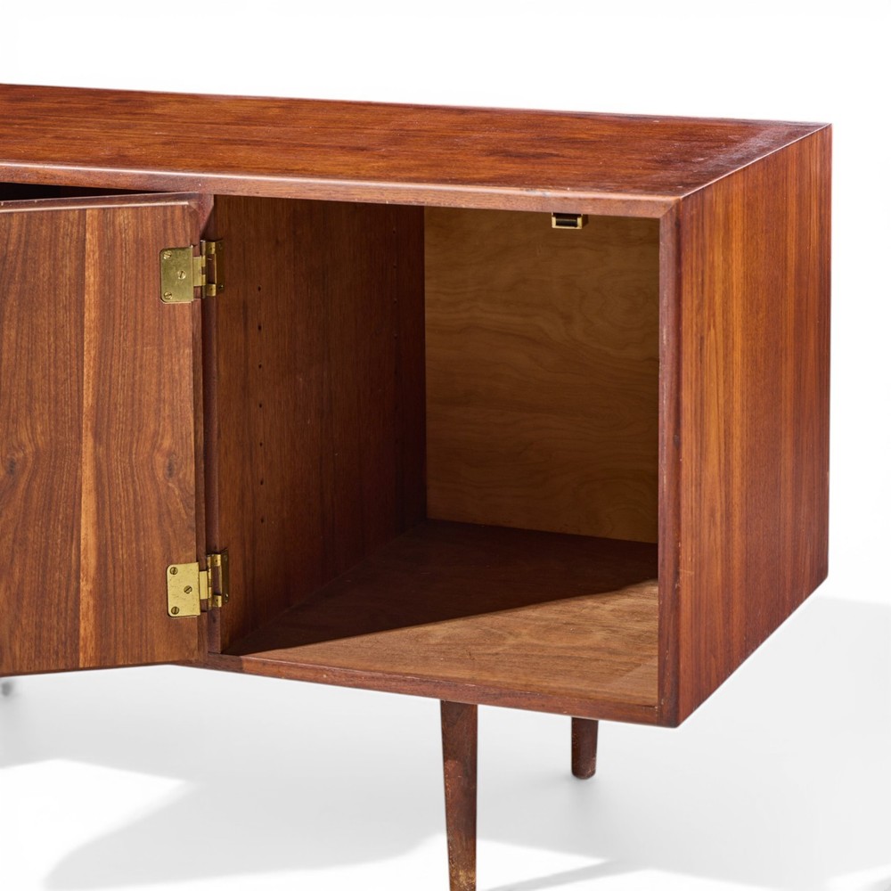 Jens Risom Mid Century Walnut and Brass Credenza