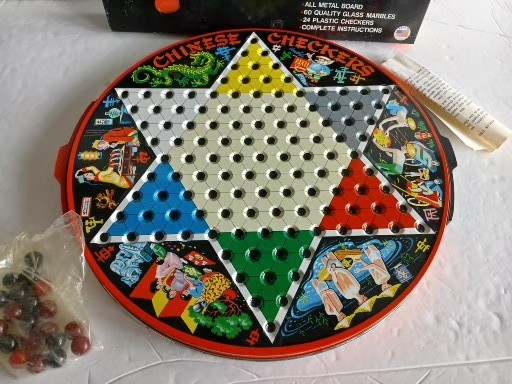 DELUXE CHINESE & REGULAR CHECKERS SET METAL