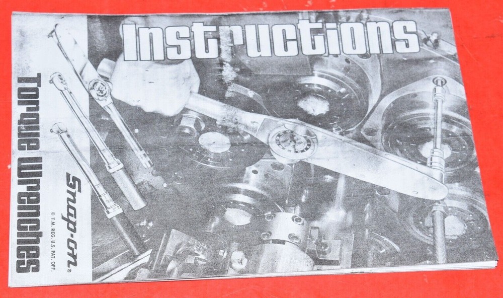 Snap-On Tools Click Type Torque Wrench & Torqometer Instruction Manual Only