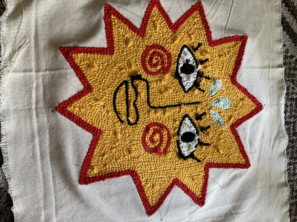 Punch Needle Piece With Sun Design