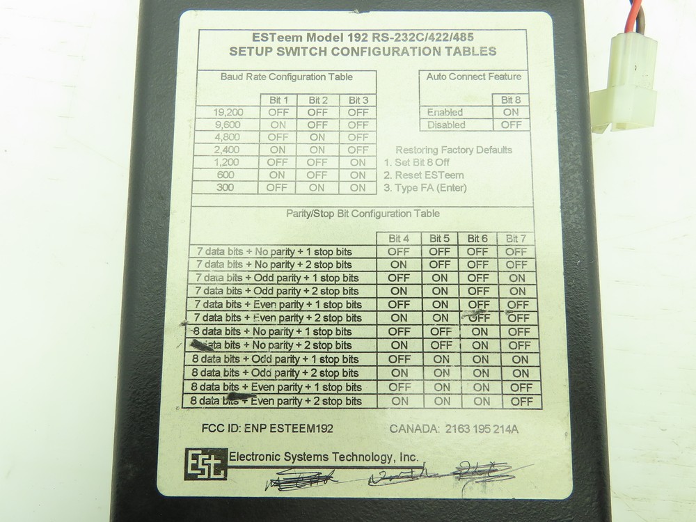 Esteem 192C Wireless Modem Setup Switch Remote Receiver