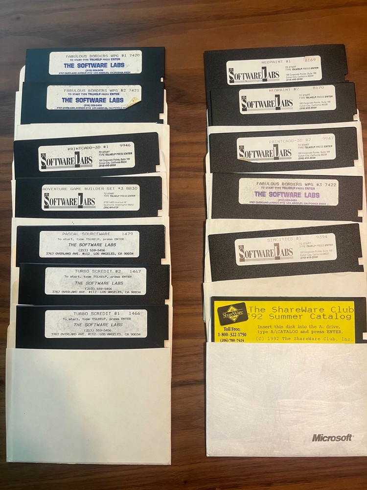 Software Labs Shareware 5.25" Floppy Disk Lot (UNTESTED)