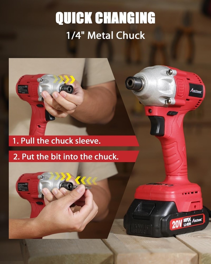Variable Speed Cordless Impact Driver Kit with LED Light & 4 Sockets Included