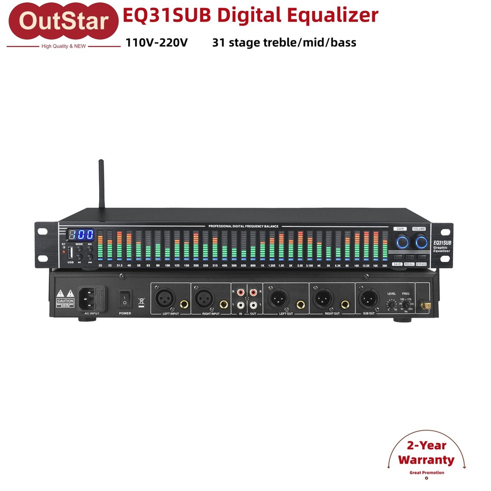 EQ31SUB Digital Equalizer 31-Stage Tuner Noise Reduction Processor 110V-220V #sz
