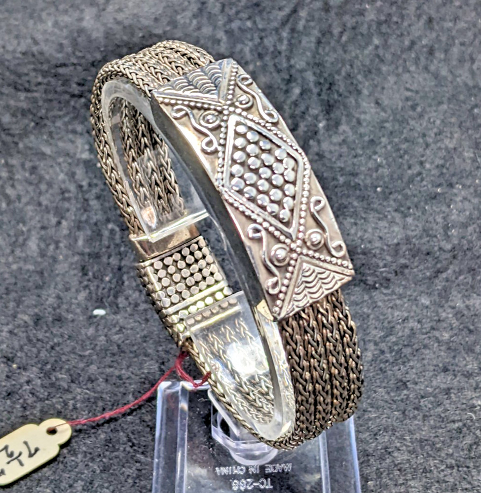 Lois Hill Scrollwork Multi Chain Flexible Bracelet Silver 925 #003