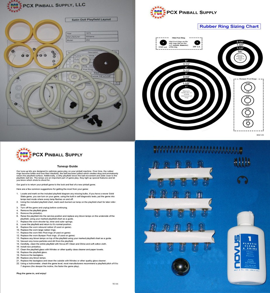 1975 Williams Satin Doll Pinball Basic Tune-up Kit - Includes Rubber Ring Kit