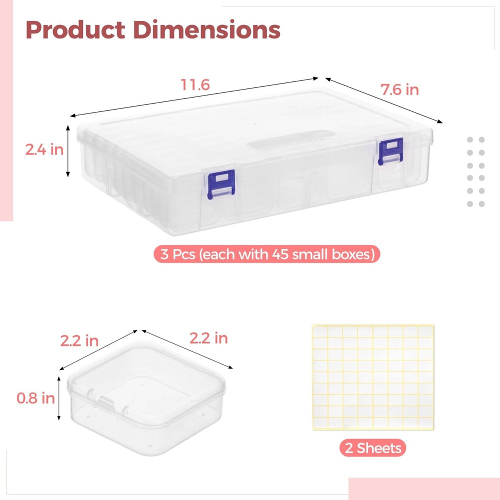 138 Pcs Plastic Bead Storage Containers, Includes 135 Small Storage Boxes and...