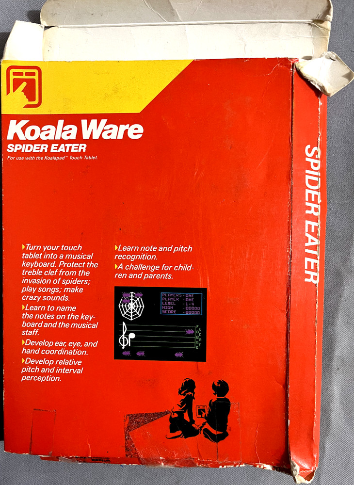 Untested Spider Eater Music disk Apple 2/2+/2E Educational Koala Ware w/Pad