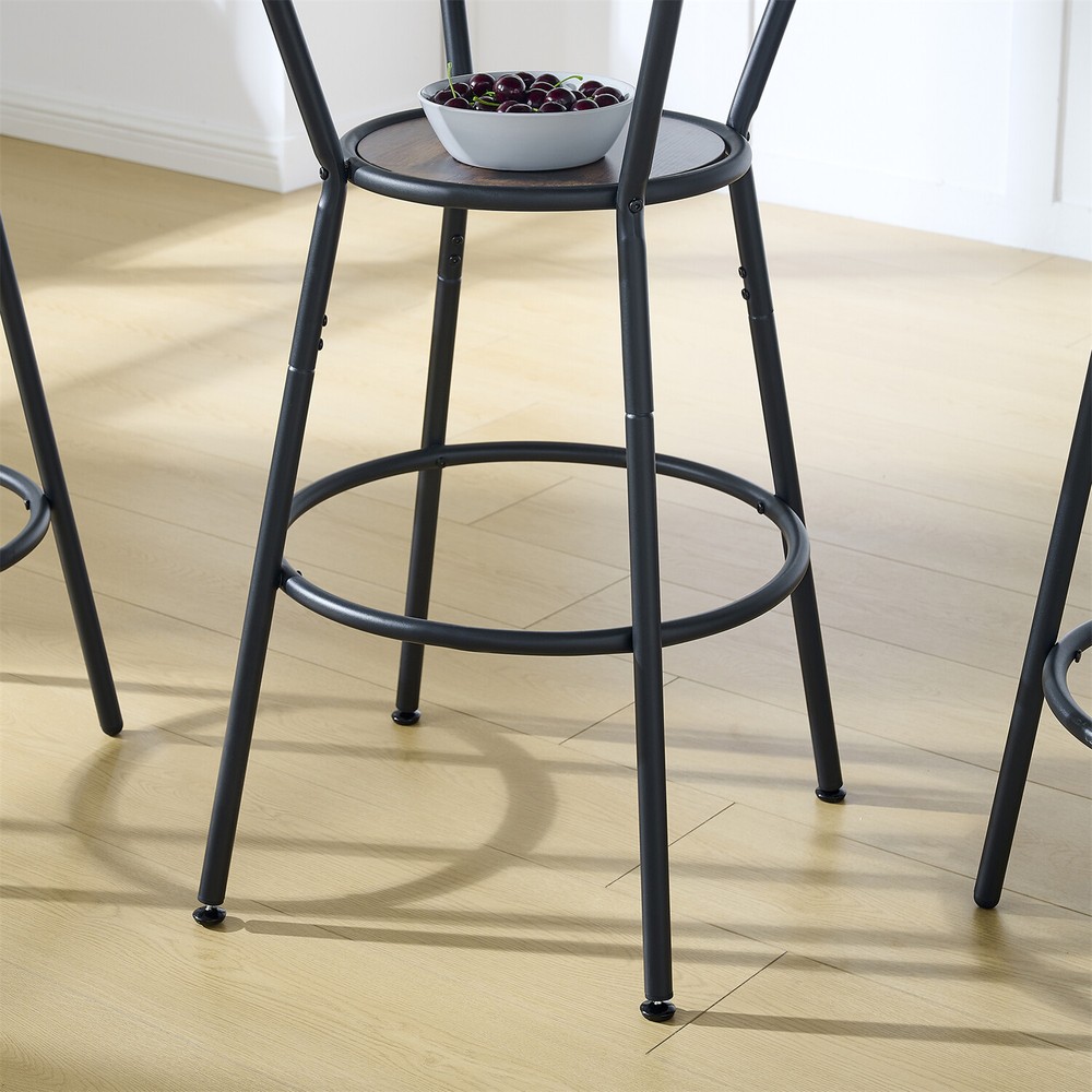 3 Piece Bar Table Set Counter Height Kitchen Table w/ 2 Upholstered Stools
