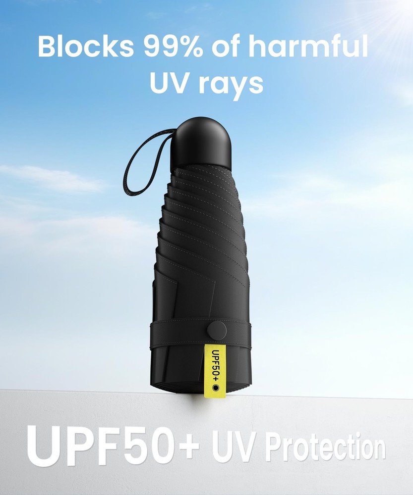 3 Pack Travel Mini Umbrella Small Compact, Portable with Mini, Black