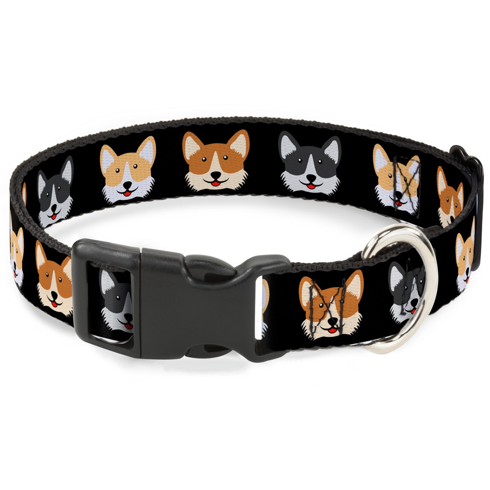 Plastic Clip Collar Corgi 3-Faces Black Medium 11-16.5"