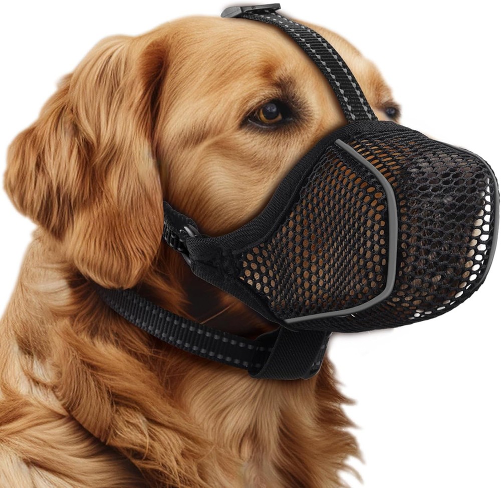 Dog Muzzle,Mesh Soft Muzzle for Small Medium Large Sized Dogs, L, Black