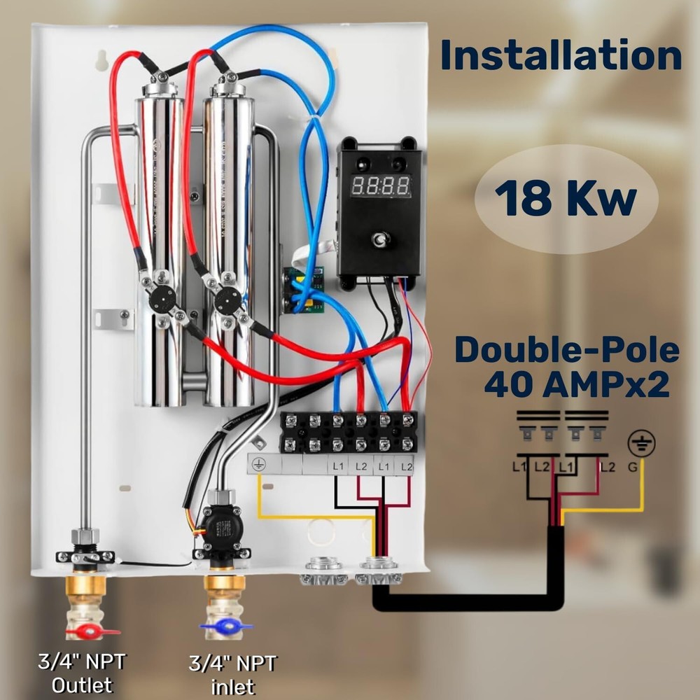 Eco Tankless Electric Water Heater 240V 18kW On-Demand Instant Hot Water Digital
