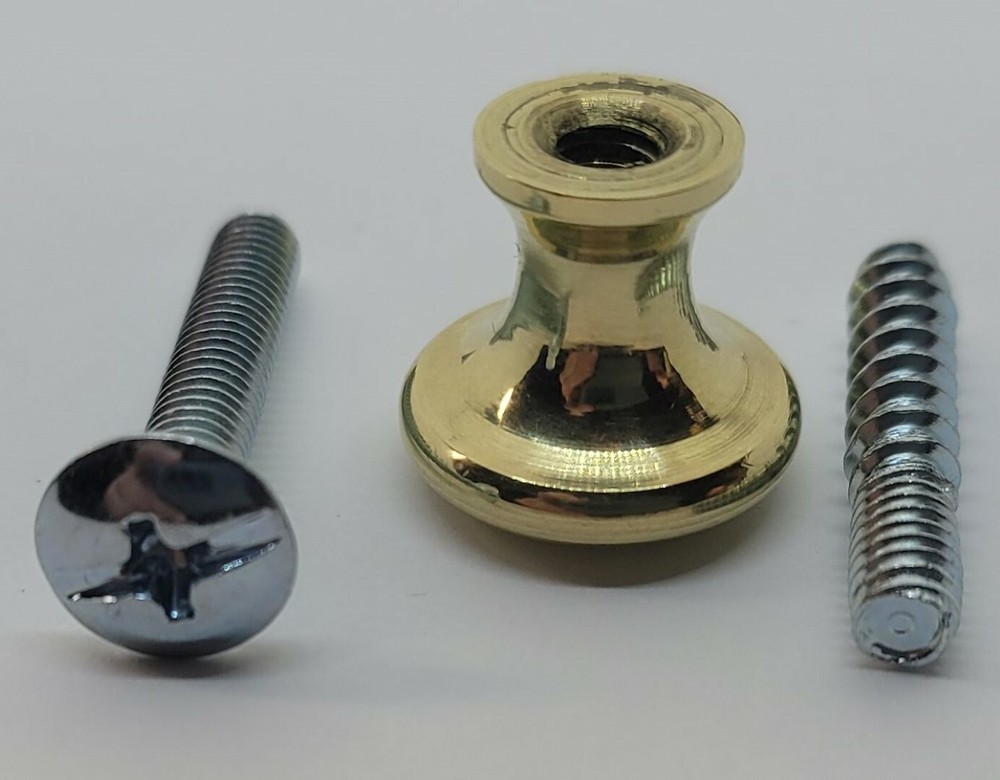 5/8" Round Polished Solid Brass Nickel BOOKCASE Knob pull desk small cabinet