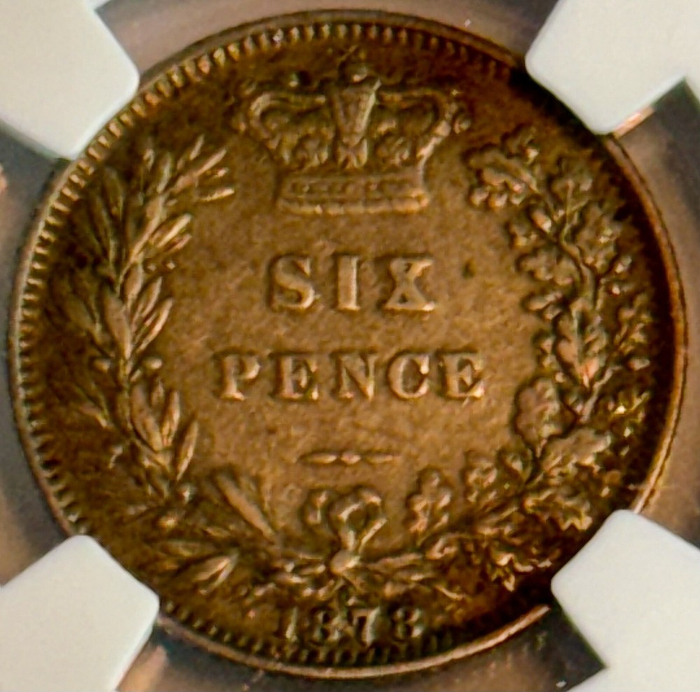 Great Britain - 1878 6 Pence "Dritanniar" ERROR NGC XF45 -Elusive Standard Error