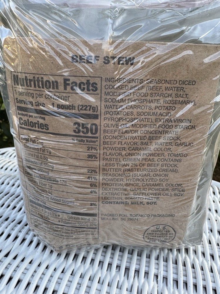 2 PACK Beef Stew High Energy Menu 3 Close Combat Assault Ration CCAR 2028