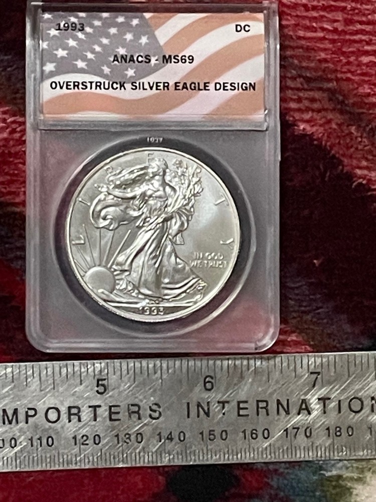 1993 Daniel Carr Overstruck Silver Eagle ANACS MS 69