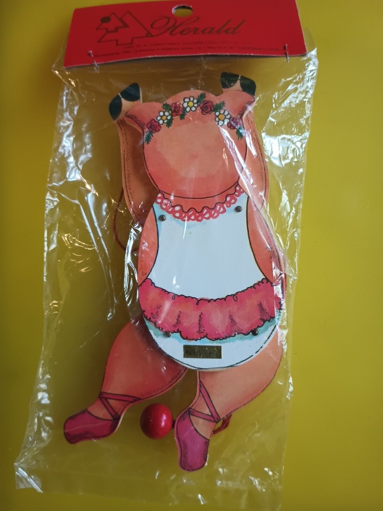 Vintage New Old Stock Pull String Dancing Pigs 6 in.