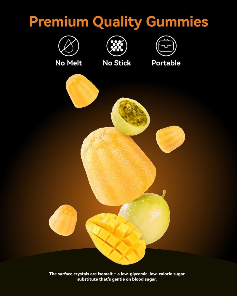 Creatine Monohydrate Gummies 5000mg 120 Count Mango yellow Inner Brightness